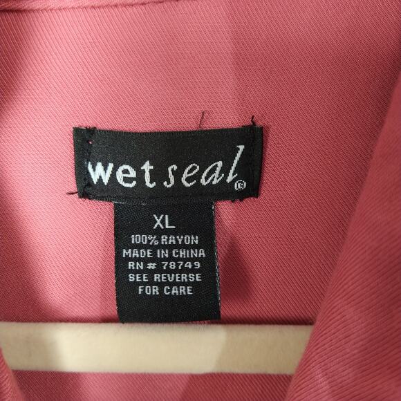 WET SEAL Womens XL Pink Utility Jacket Full Zip Front Drawstring Waist‎ Pockets - Picture 10 of 10